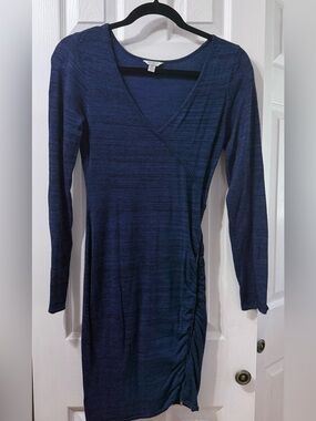 Guess Navy Blue Long-Sleeve Wrap Dress